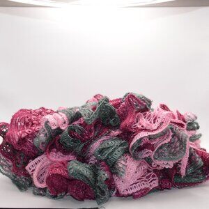 Homemade Marron, Pink, and Grey Ruffle Scarf